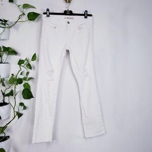 USA Made Jeans Women 29x28 White Denim J BRAND Pencil Leg Stretch Ripped Classic